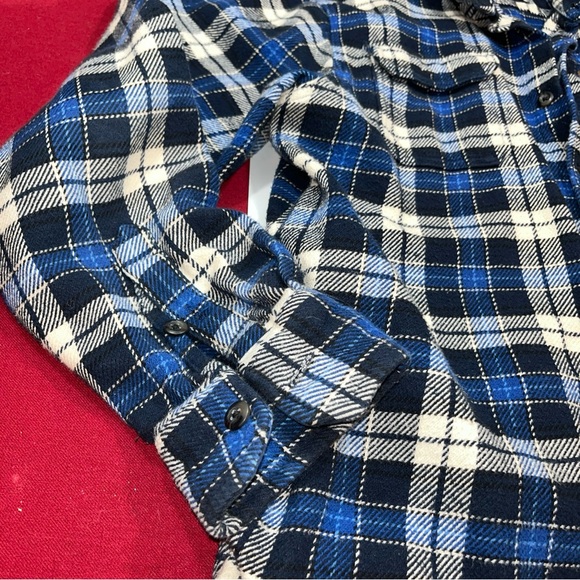 ORVIS Blue PLAID HEAVY Shirt JACKET WORK WEAR Pockets Flannel Shacket BUTTON LG - Picture 13 of 13